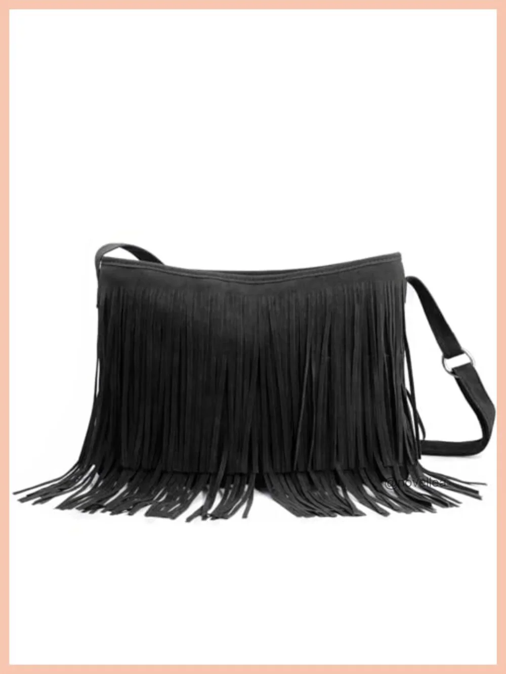 Faux Suede Leather Hobo Crossbody Shoulder Bag with Tassel Fringe